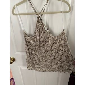 American Eagle Cream/Tan & Black High Neck Sleeveless Top XXL